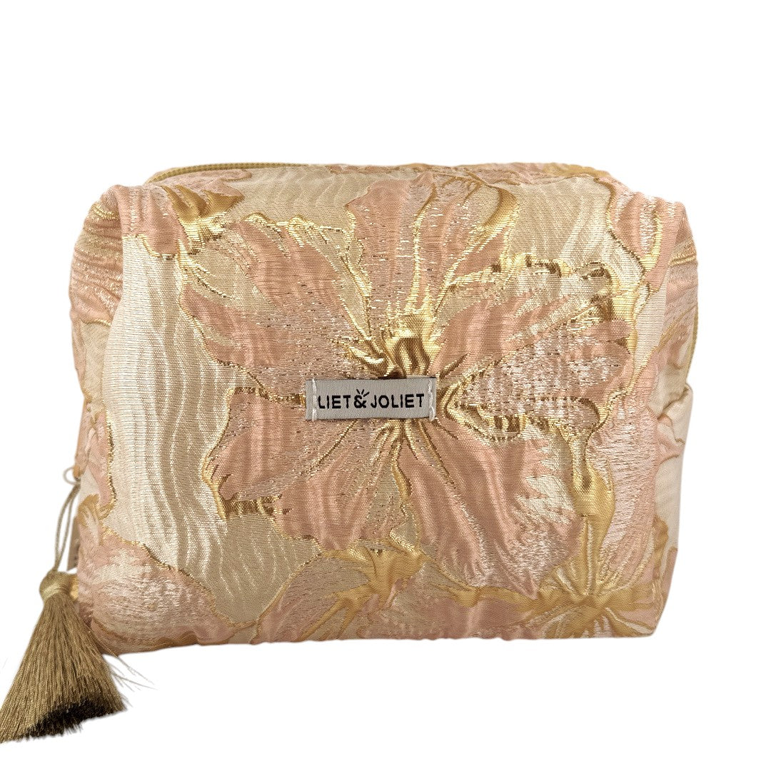 Kosmetiktasche Blume rosa/gold