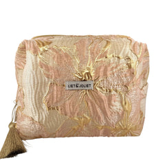 Kosmetiktasche Blume rosa/gold